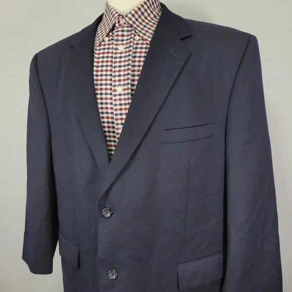 Joseph Feiss Men's Sport Coat‎ Blazer Two Button Navy Blue Wool Twill 50S